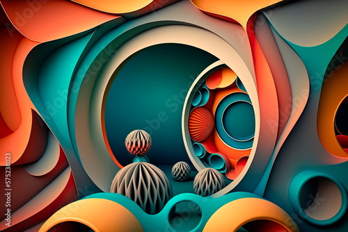 abstract geometric shapes background surrealistic Generative AI © Лилия Захарчук