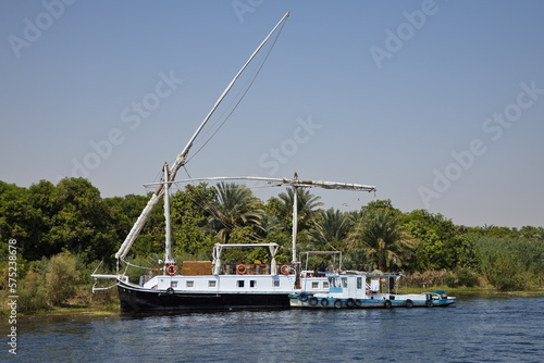 Traditional sailing ship "Dahabeya" on Nile, Egypt, Africa 