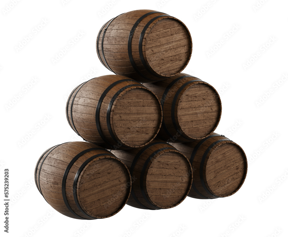 Wooden barrel isolated on background.  3d