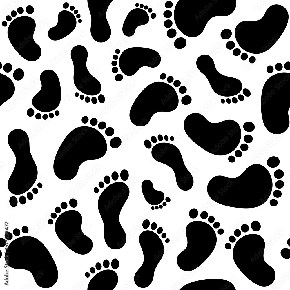Fototapeta premium Seamless pattern with human footprints. People feet symbol 