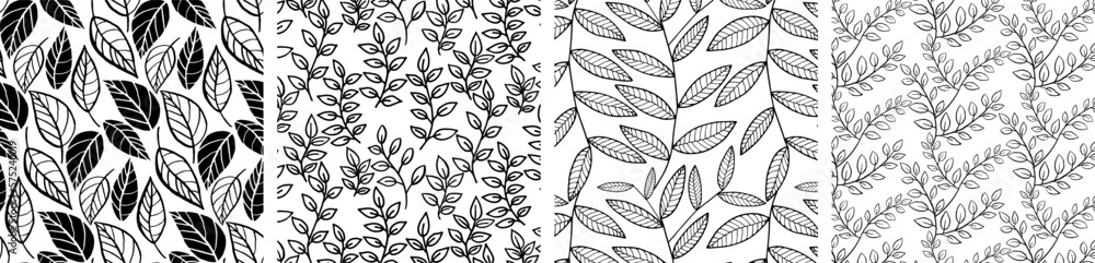 Vector set of patterns with natural ornaments. For print.