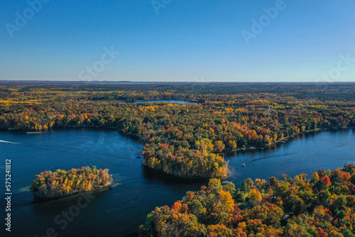 Lake during fall color in Wisconsin.