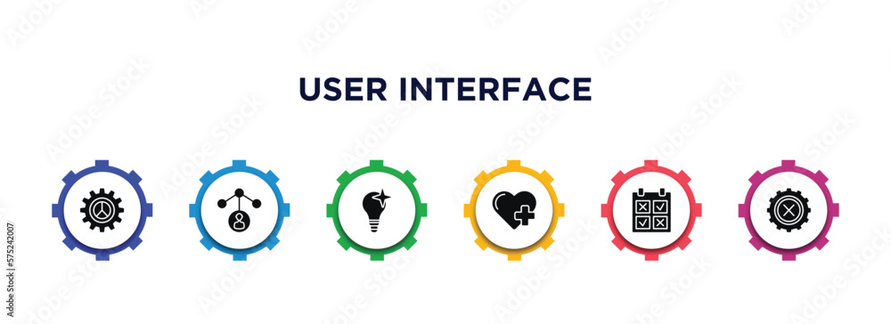 Vetor de user interface filled icons with infographic template. glyph ...