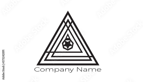 illustration of a pyramid, and logo