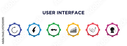 user interface filled icons with infographic template. glyph icons such as rotate arrow, curved downward arrow, squiggly arrow, increasing, swirly scribbled psychic vector.