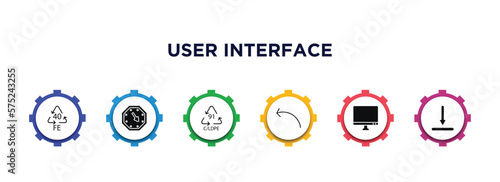 user interface filled icons with infographic template. glyph icons such as 40 fe, corner widget, 91 c/ldpe, sketched arrow, display, downloading vector.