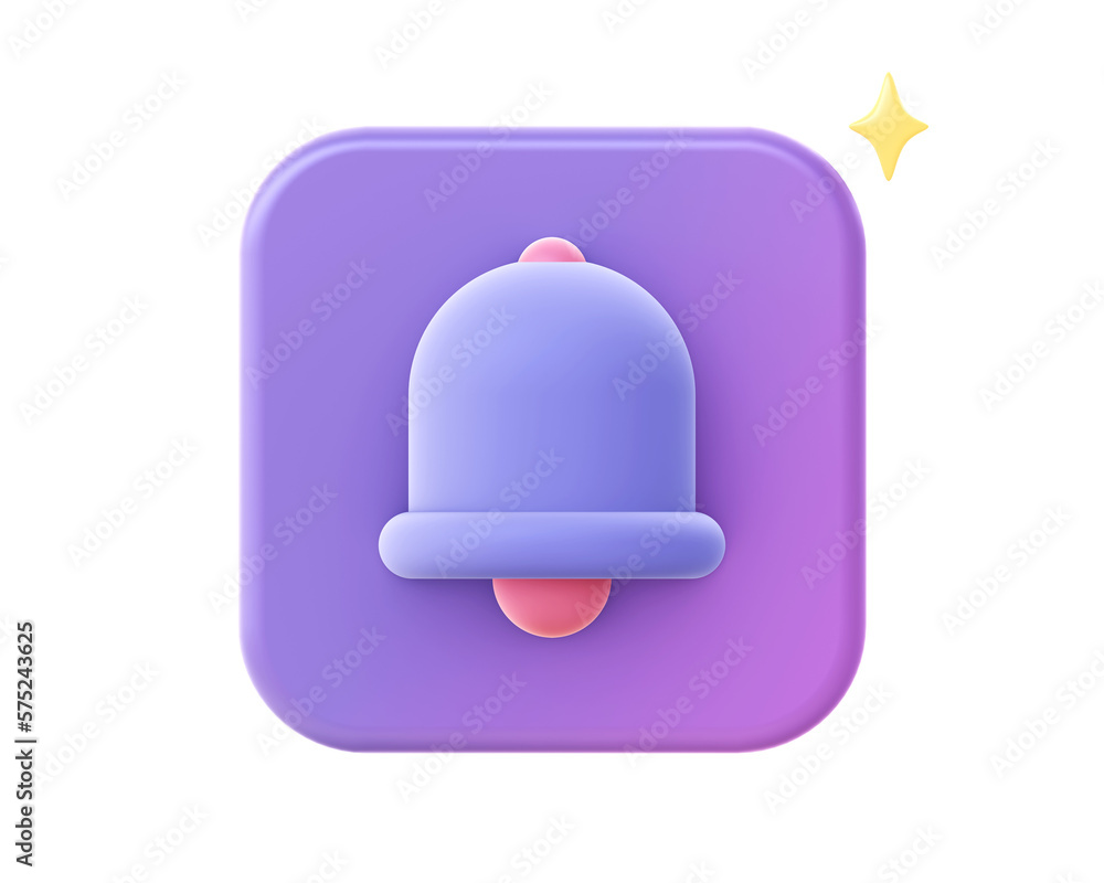 3d render of purple notification bell icon for UI UX web mobile apps social media ads designs 3d render of purple notification bell icon for UI UX web mobile apps social media ads designs