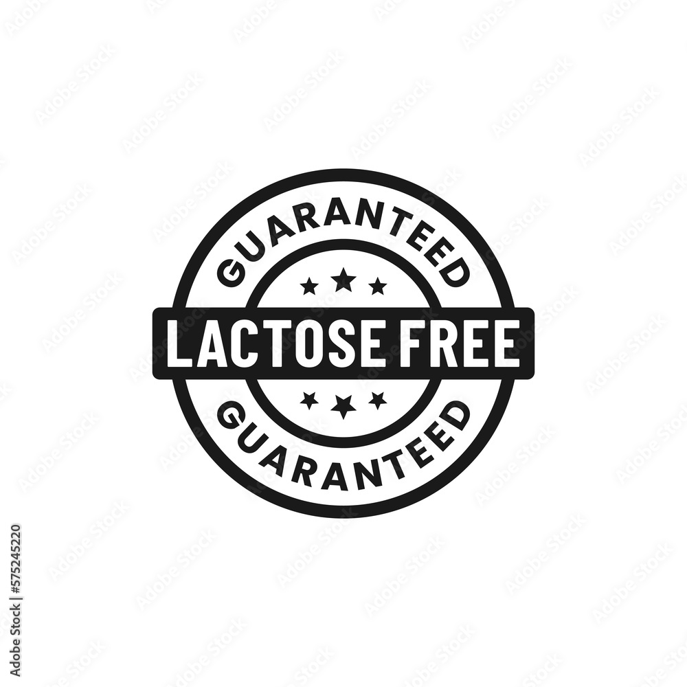 No lactose label or No lactose seal vector isolated on white background. Best No lactose seal vector for high quality product design. Simple No lactose label stamp for packaging design.