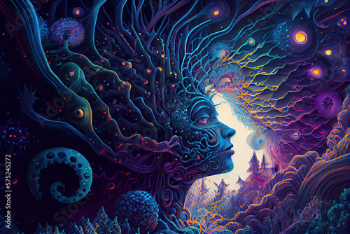 Multiverse Connected Through a Nervous System - Trippy Psychodelic