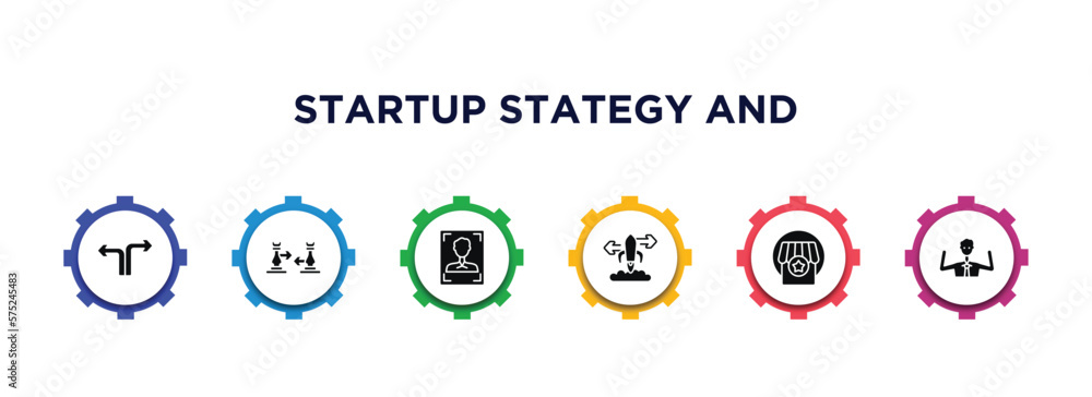 startup stategy and filled icons with infographic template. glyph icons such as decision, fight, humanpictos, choose, franchise, happiness vector. startup stategy and filled icons with infographic template. glyph icons such as decision, fight, humanpictos, choose, franchise, happiness vector.