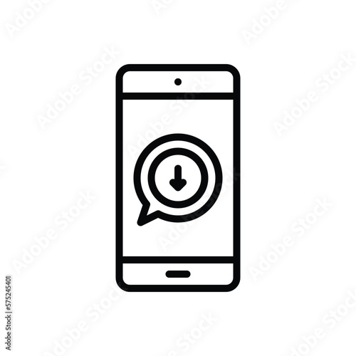 Black line icon for incoming