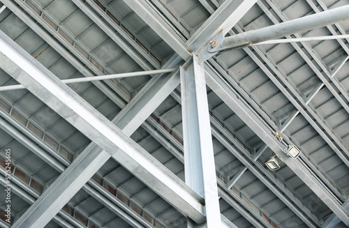 Stadium stands h-beam steel structure with connection joint detail.