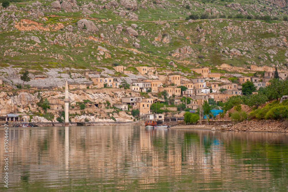 Abandoned old town view in Halfeti Town of Sanliurfa Province
