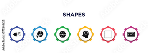shapes filled icons with infographic template. glyph icons such as high beam, moon and broom, poligon, lover, dot square, foto vector.