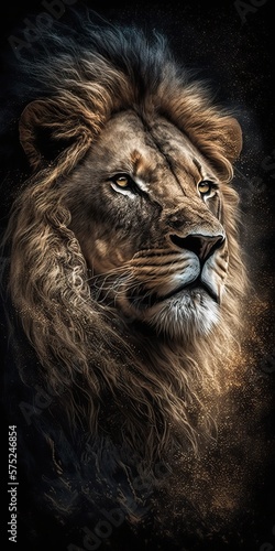 Motivational Lion portrait  Generative ai
