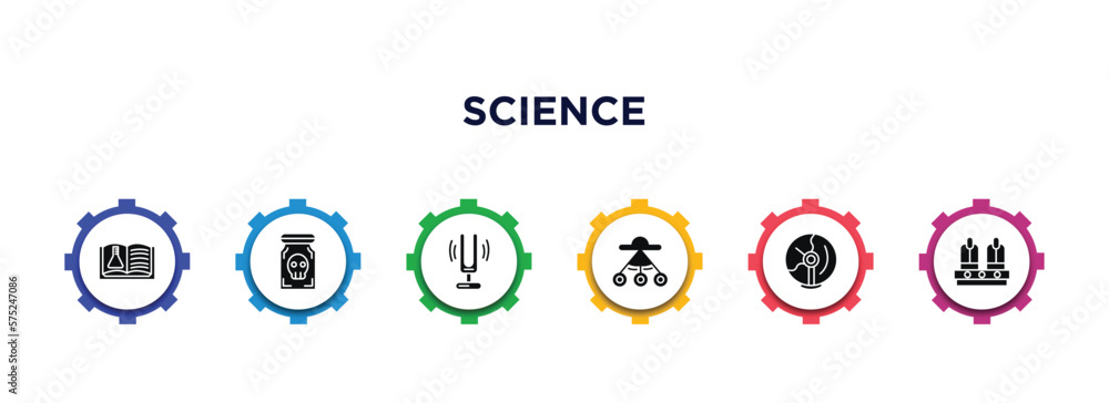 science filled icons with infographic template. glyph icons such as science book, poison, sound fork, oscillation, plasma ball, nixie vector. science filled icons with infographic template. glyph icons such as science book, poison, sound fork, oscillation, plasma ball, nixie vector.