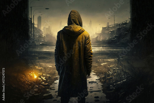 A lonely stalker and a ruined deserted city
