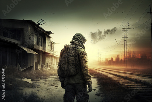 A lonely stalker and a ruined deserted city