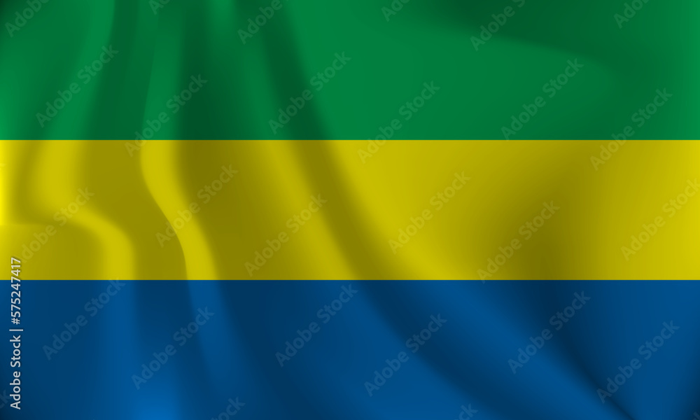 Flag of Gabon, with a wavy effect due to the wind. Flag of Gabon, with a wavy effect due to the wind.