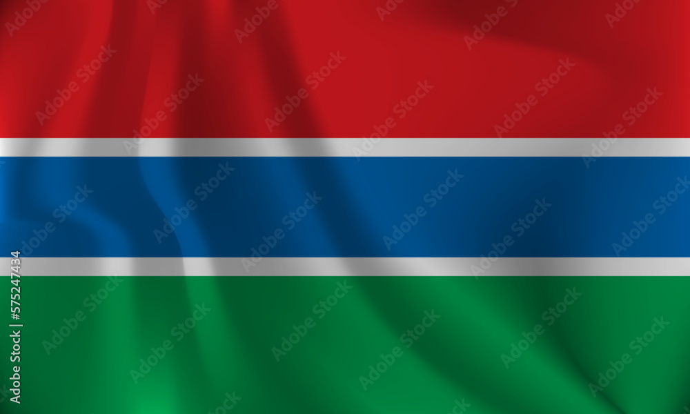 Flag of Gambia, with a wavy effect due to the wind. Flag of Gambia, with a wavy effect due to the wind.