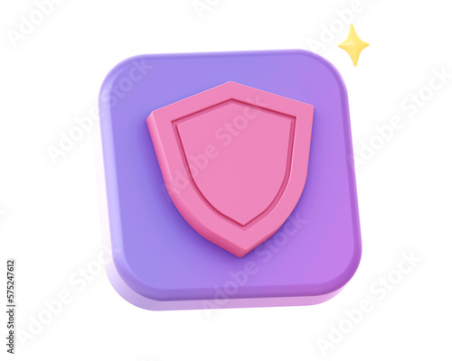 Free Download 3d render of purple protection shield side icon for UI UX web mobile apps social media ads designs - GFXLoad