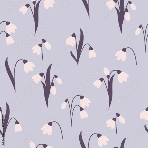 seamless pattern with snowdrop flowers 
