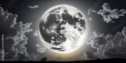 A full moon on a beautiful landscape - Generative AI