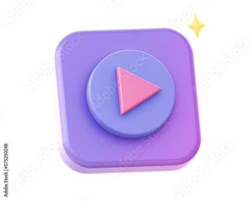 3d render of purple video streaming side icon for UI UX web mobile apps social media ads designs