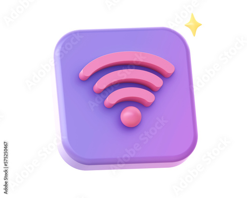 3d render of purple wifi internet connection side icon for UI UX web mobile apps social media ads designs