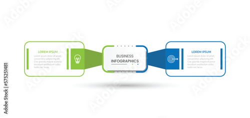 Vector infographic label design concept with square layout and marketing icons with 2 steps or options.
