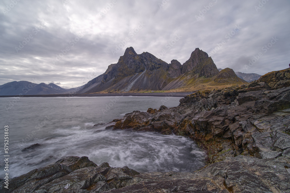 Mountain eystrahorn iceland near summer
