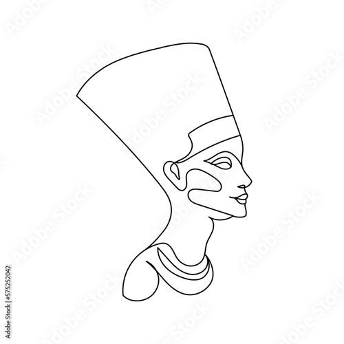 Cleopatra or Nefertiti one line art, continuous line