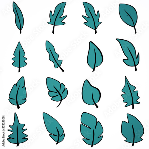 Set of blue leaves vector background for decorating wallpaper, artworks ,presentations