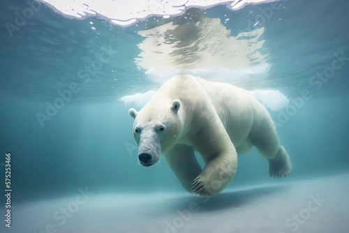 polar bear swimming inside a swimming pool 