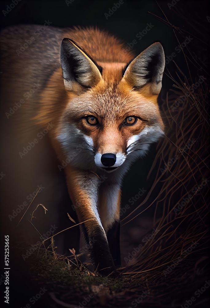 Fuchs schleicht bei Dämmerung, generative AI Fuchs schleicht bei Dämmerung, generative AI