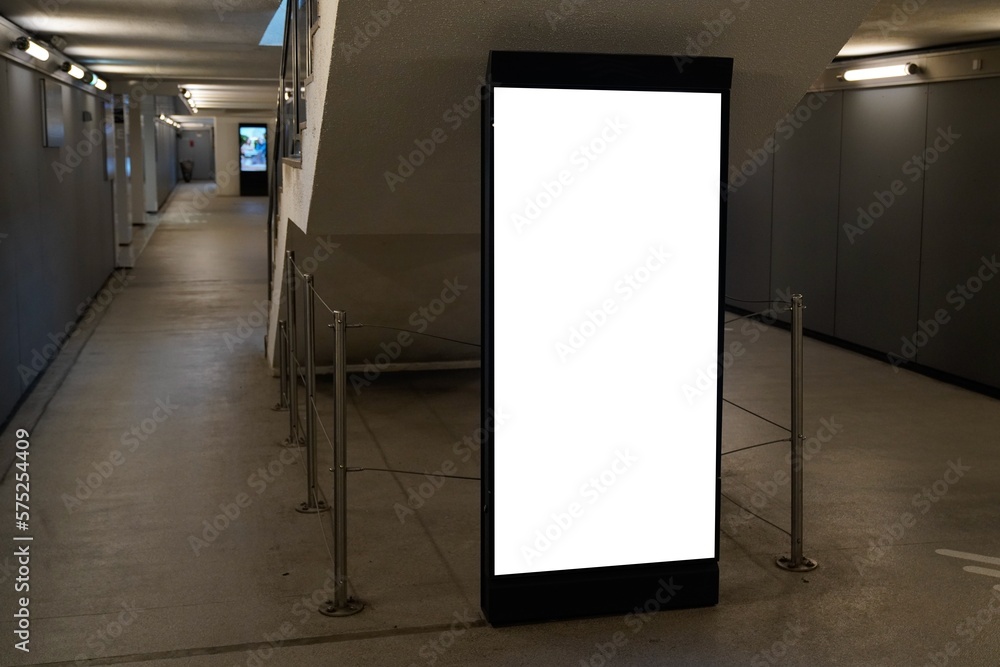 white blank billboard poster indoor with blank mock up space for advertising