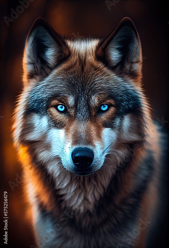 Wolf Gesicht blaue Augen  generative AI