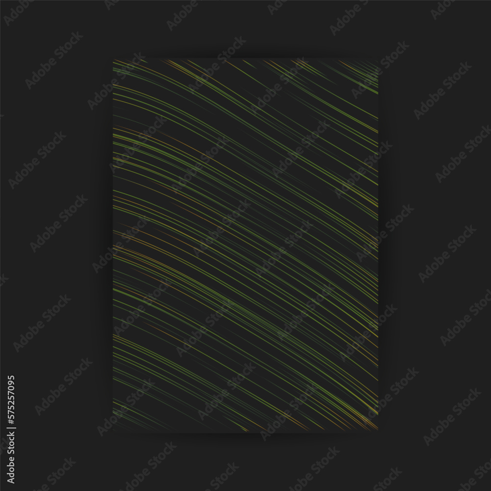 Colorful Green and Brown Curving Lines, Motion of Particles, Striped Wavy Pattern on Dark Background - Digitally Generated Modern Style 3D Abstract Cover Template Design in Editable Vector Format Colorful Green and Brown Curving Lines, Motion of Particles, Striped Wavy Pattern on Dark Background - Digitally Generated Modern Style 3D Abstract Cover Template Design in Editable Vector Format