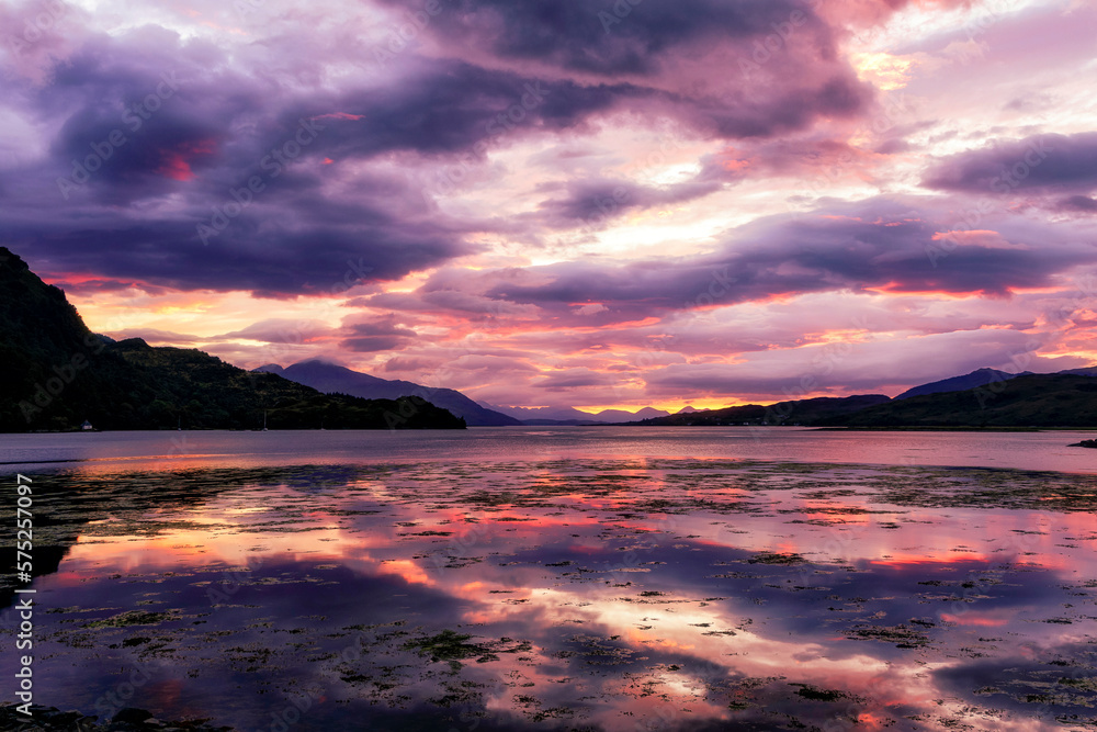 Sunset over Loch Duich, Highlands, Scotland.