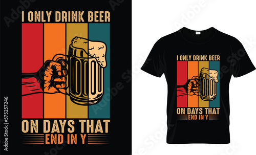 Foto Funny Drinking Alcohol Saying Retro Vintage Beer T-shirt Design