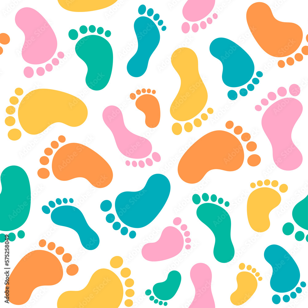Seamless pattern with human footprints. People feet symbol Seamless pattern with human footprints. People feet symbol