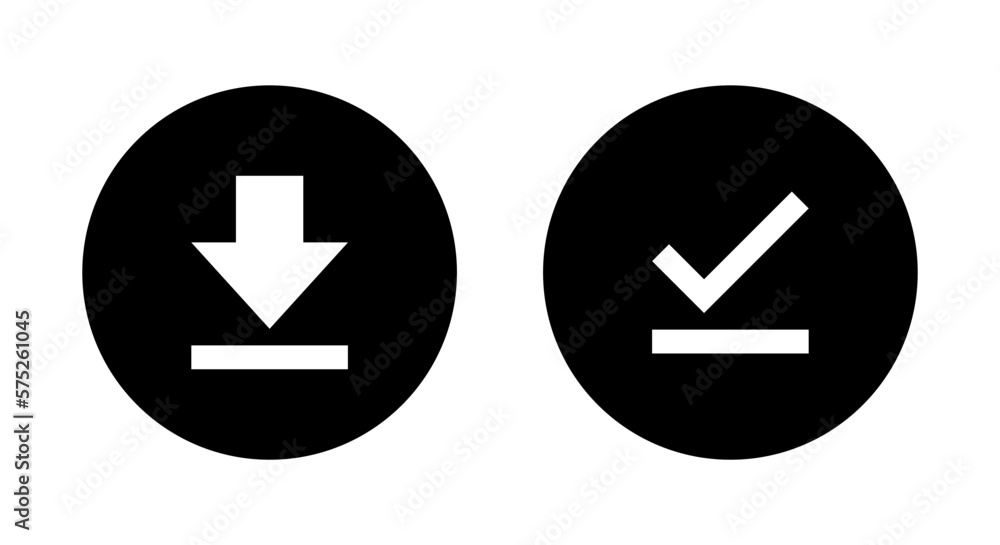 Download and finish icon vector in flat style Download and finish icon vector in flat style