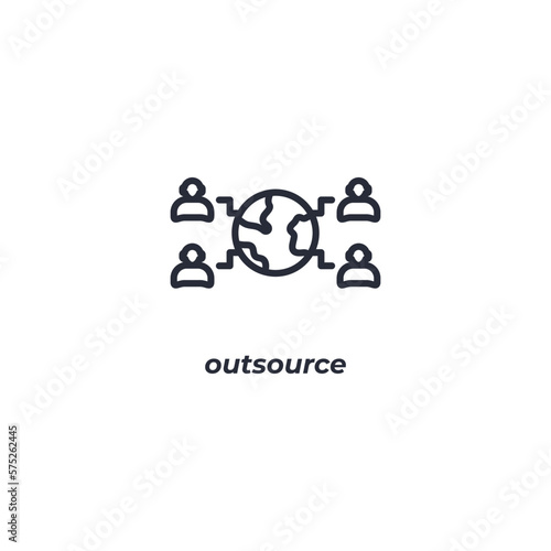 Vector sign outsource symbol is isolated on a white background. icon color editable.