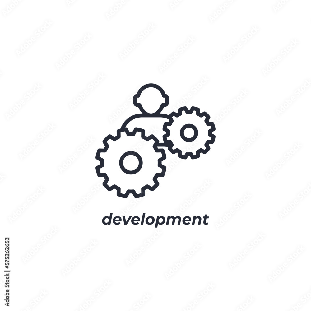 Vector sign development symbol is isolated on a white background. icon color editable. Vector sign development symbol is isolated on a white background. icon color editable.