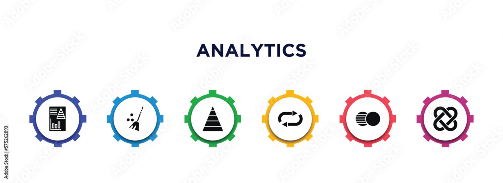 analytics filled icons with infographic template. glyph icons such as infographic, sweep, pyramid chart, loop, venn diagram, interlocking vector. analytics filled icons with infographic template. glyph icons such as infographic, sweep, pyramid chart, loop, venn diagram, interlocking vector.