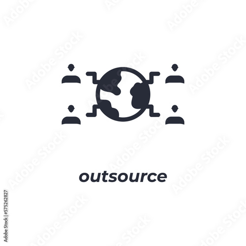 Vector sign outsource symbol is isolated on a white background. icon color editable.