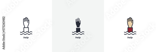 help icon. Line, solid and filled outline colorful version, outline and filled vector sign. Idea Symbol, logo illustration. Vector graphics