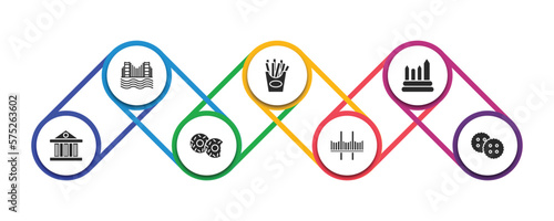 united states of america filled icons with infographic template. glyph icons such as golden state, french fries, albuquerque, government, donut, golden gate, cracker vector.