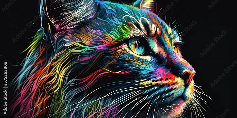 A beautiful Artistic colorful alicat for wallpaper. Illustration