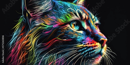 A beautiful Artistic colorful alicat for wallpaper. Illustration photo